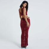 90s Ripped Ladder Knit Knit Tie Tank Top and Low Rise Maxi Skirt Matching Set